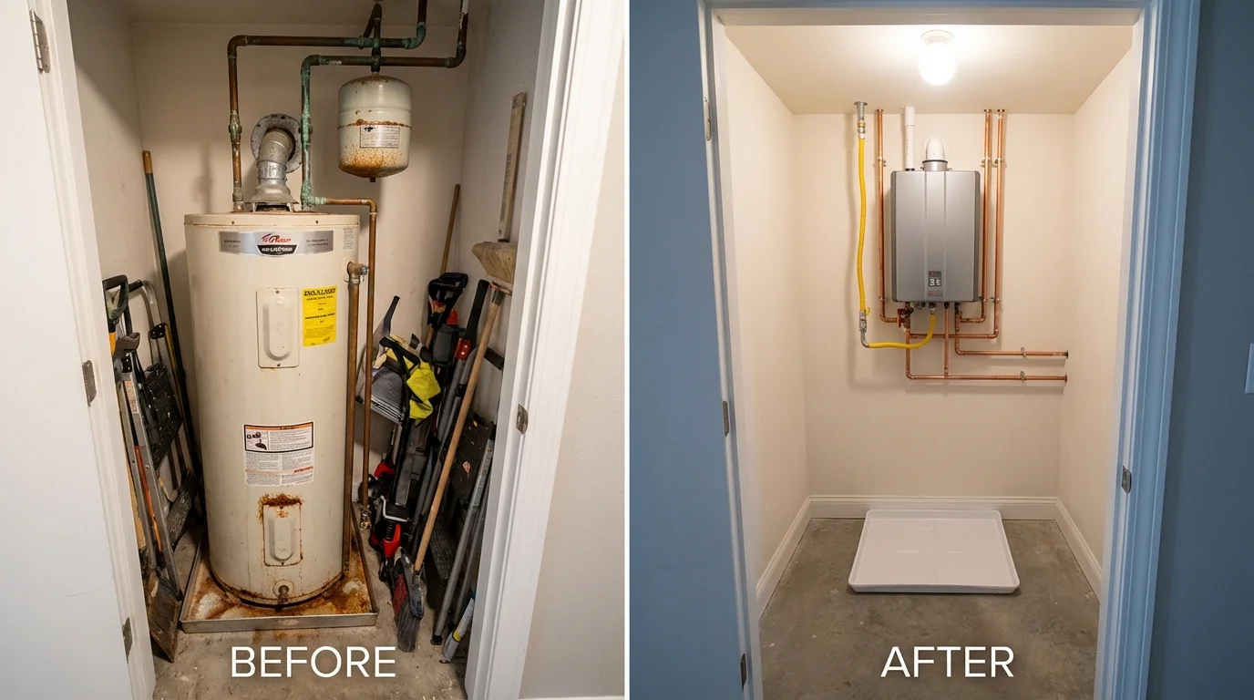 Tank water heater versus wall-mounted tankless unit comparison for Stanhope, NJ homeowners