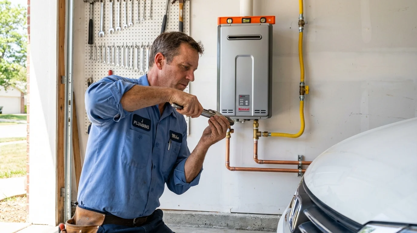 Tankless water heater installation by a Johns Plumbing LLC plumber in Stanhope